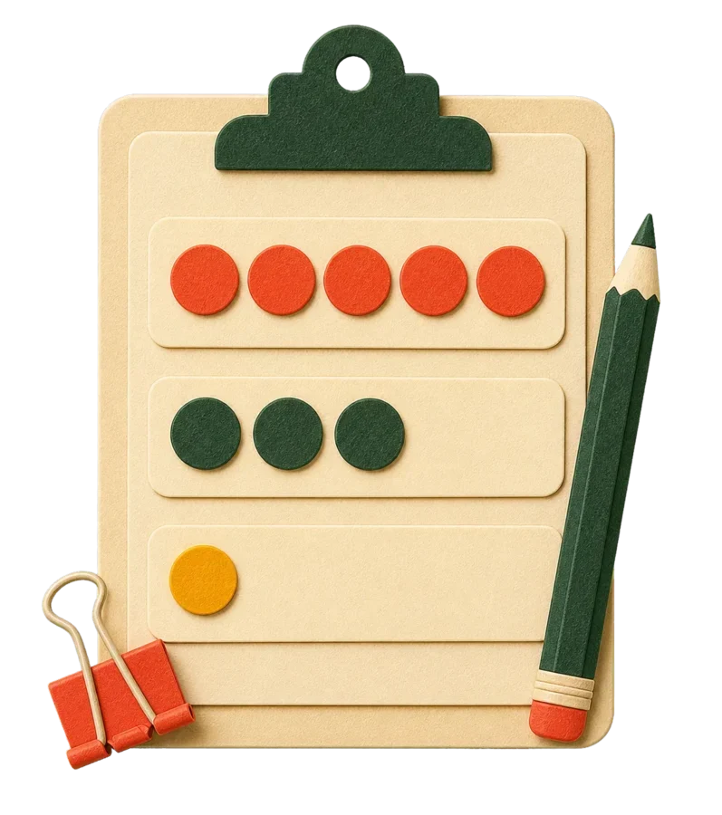 Handmade clipboard showing a decreasing physical tally