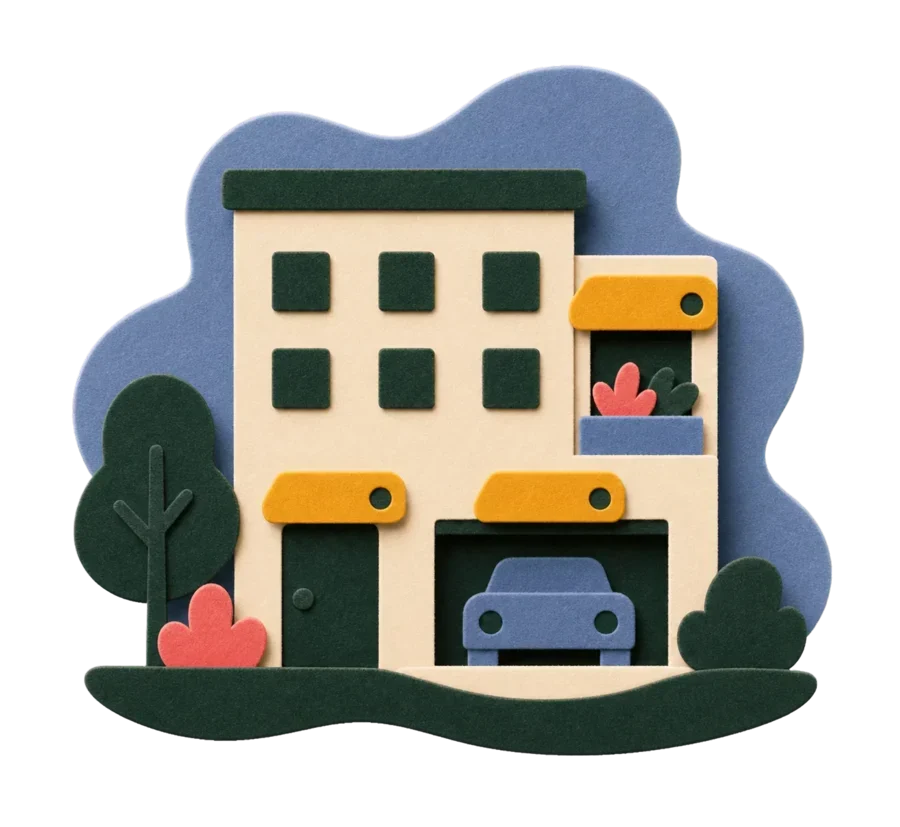 Handmade apartment building with availability tabs
