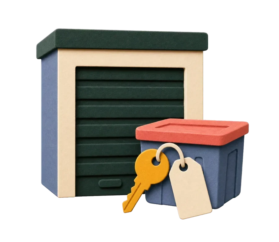 Handmade storage unit, tote, key, and inventory tag
